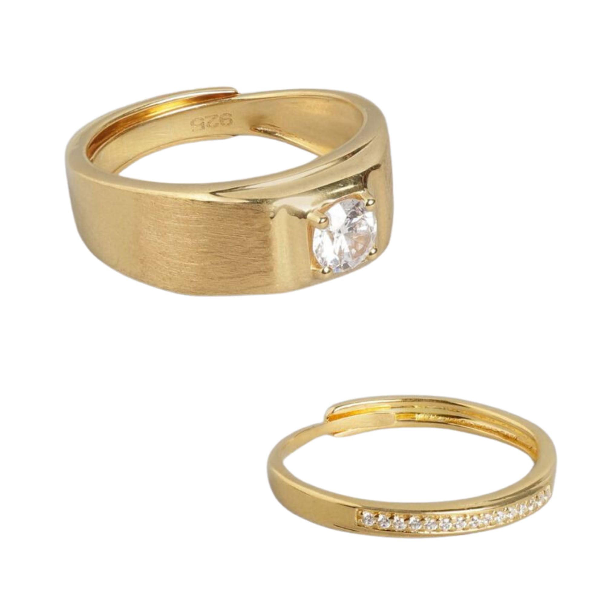 ZAVYA 925 Sterling Silver CZ Solitaire Band Gold Plated Couple Rings | Gift for Husband and Wife | Gift for Girlfriend and Boyfriend | With Certificate of Authenticity and 925 Hallmark (B0CKMXTSJX) Amazon Price History, Amazon Price Tracker