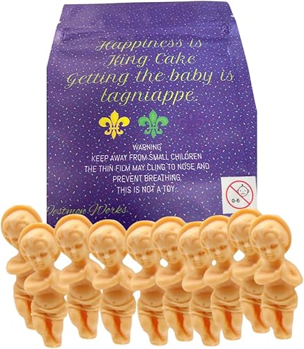 Miniatura 3 de King Cake - Figura de bebé Jesús a granel en una bolsa de recuerdo temática de Mardi Gras de Nueva Orleans, paquete de 25
