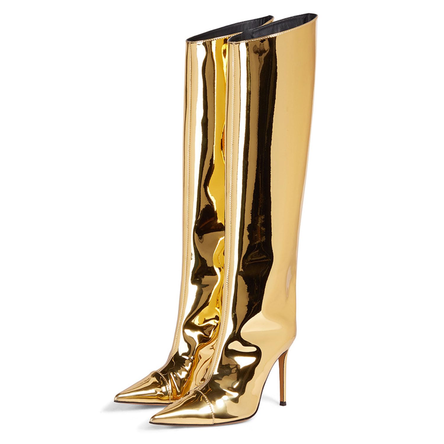 Bottes hautes à bout pointu et à talon aiguille pour femme - Chaussures habillées à enfiler