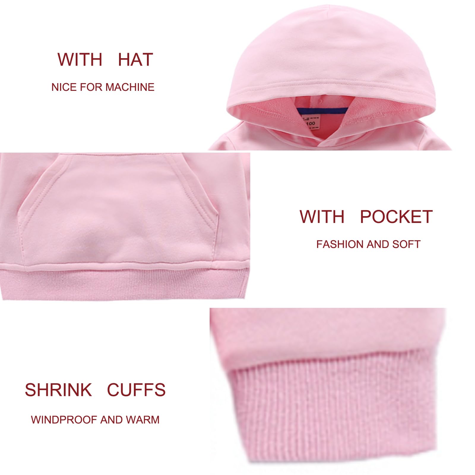 Pull pour enfants garçons et filles en coton décontracté avec poche - Sweat à capuche à manches longues - Pour enfants de 1 à 7 ans