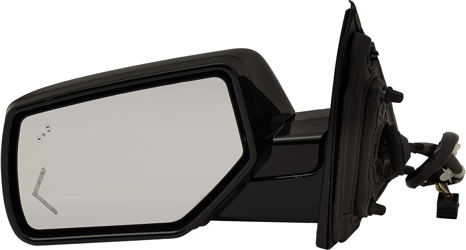 Kool Vue Left Power Heated Mirror for Chevrolet Tahoe Suburban 2015-2020 Power Fold With Signal Light, Blind Spot Monitor, Memory & Puddle Lamp; Without Auto-Dimming with 2 Caps With Object Sensor