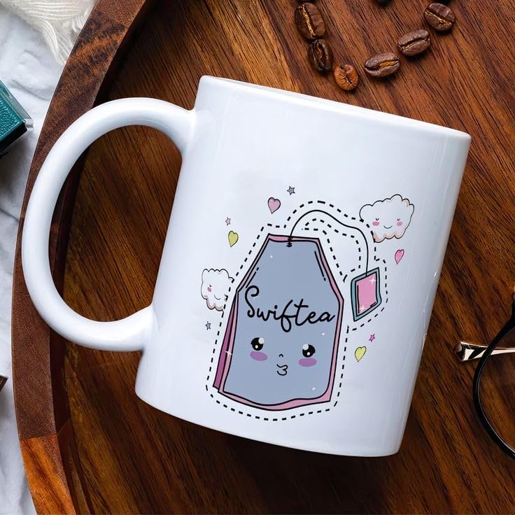 CRAFT MANIACSCRAFT MANIACS Taylor Swift Tea Bag Ticket Printed 330 ML Tea/Coffee Mug for SWIFTIES | Microwave & Dishwasher Safe