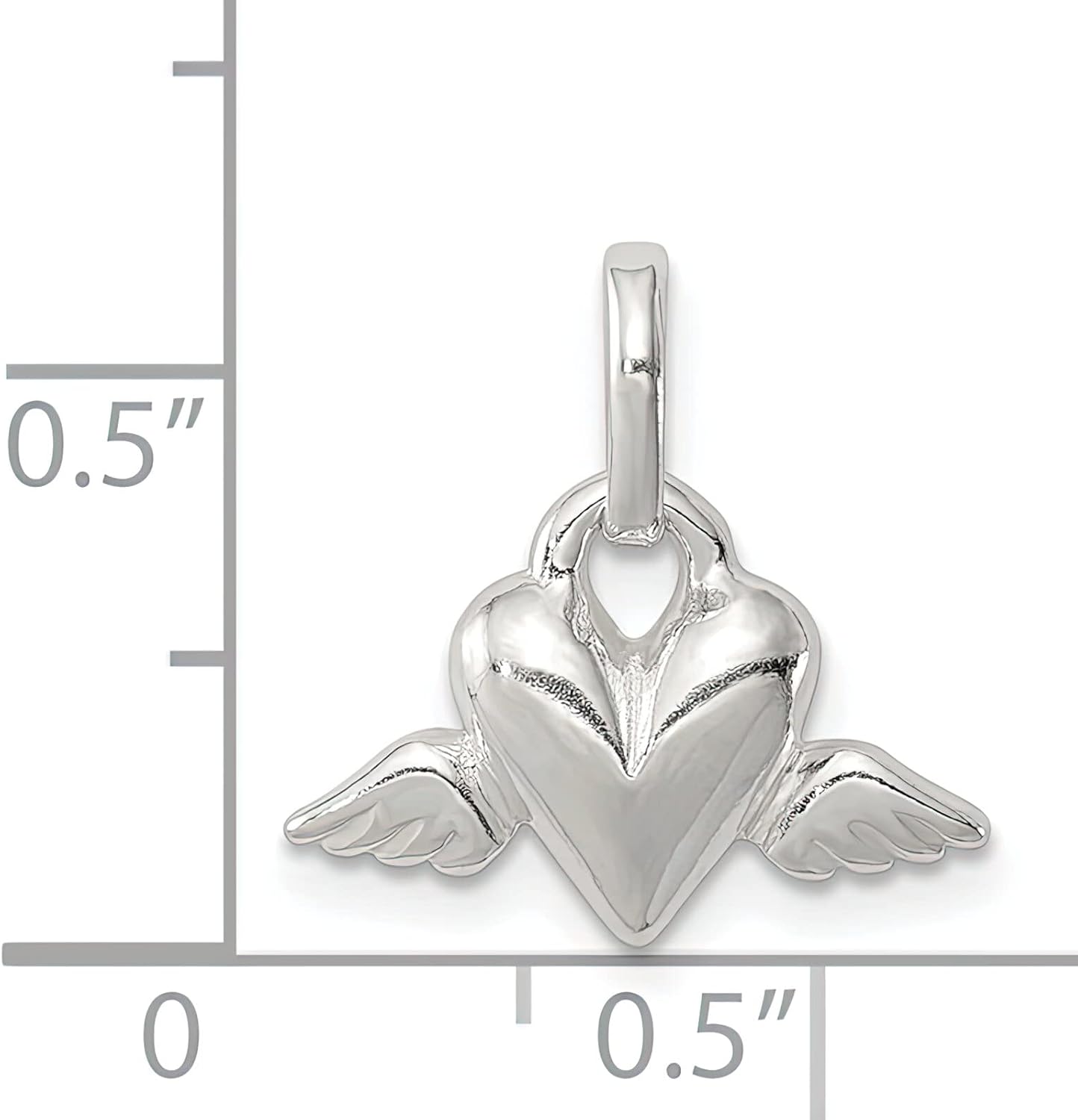 Sterling Silver Heart w/Wings Charm & 18" Chain