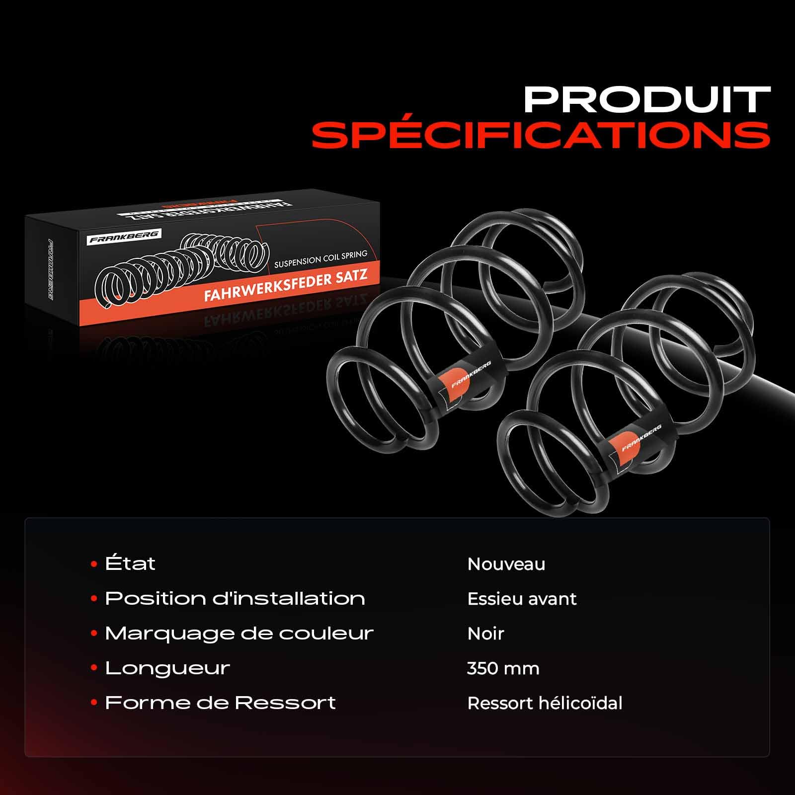 Frankberg 2 ressorts de suspension pour essieu avant 1K0411105BC