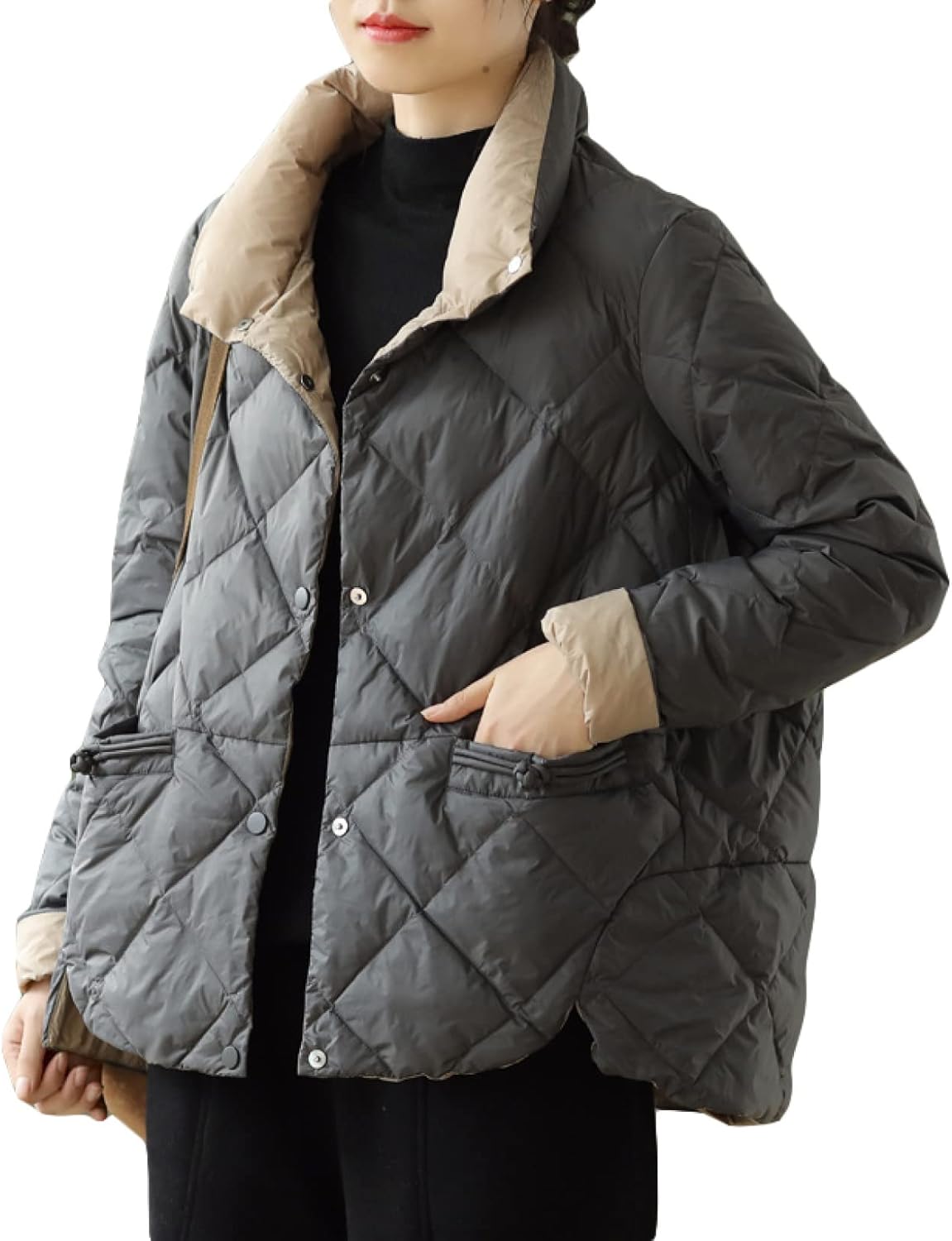 RIAMノーカラーコートJKグレー36 R'IAM-PLAGE（リアムプラージュ）の