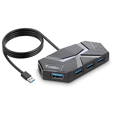 USB A Hub with 7 Ports 3 9ft Long Cable Multiple USB 3 0 Hub Splitter USB Extender