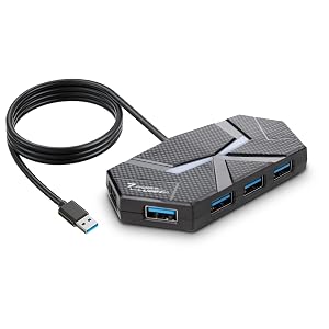 USB A Hub with 7 Ports 3 9ft Long Cable Multiple USB 3 0 Hub Splitter USB Extender