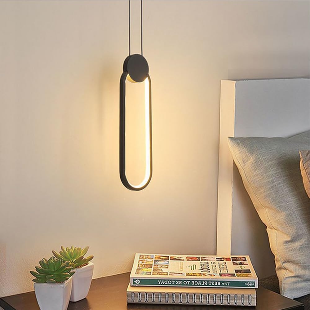 2 Pezzi Lampadario 11W LED Moderna Lampada a Sospensione in Alluminio Lampada da soffitto Creativa per Cucina Sala da pranzo Soggiorno Camera da letto, nero