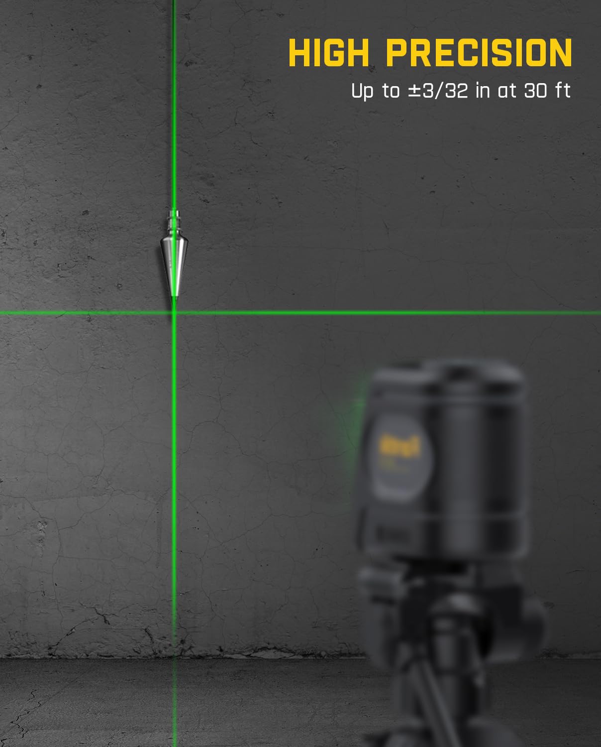 Niveau laser Fanttik D2 PRO, niveau laser autonivelant avec écran LED, ligne verte en croix extérieure de 61 m, faisceau vertical à 130°, batterie rechargeable de 2 600 mAh, base magnétique à 360°