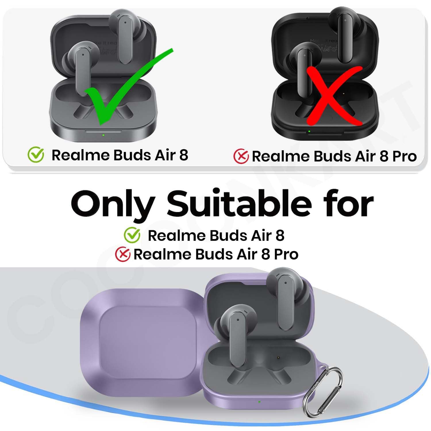 Soft Silicone Case Cover Compatible for Realme Buds Air 8 (Master Purple) — Amazon image 2