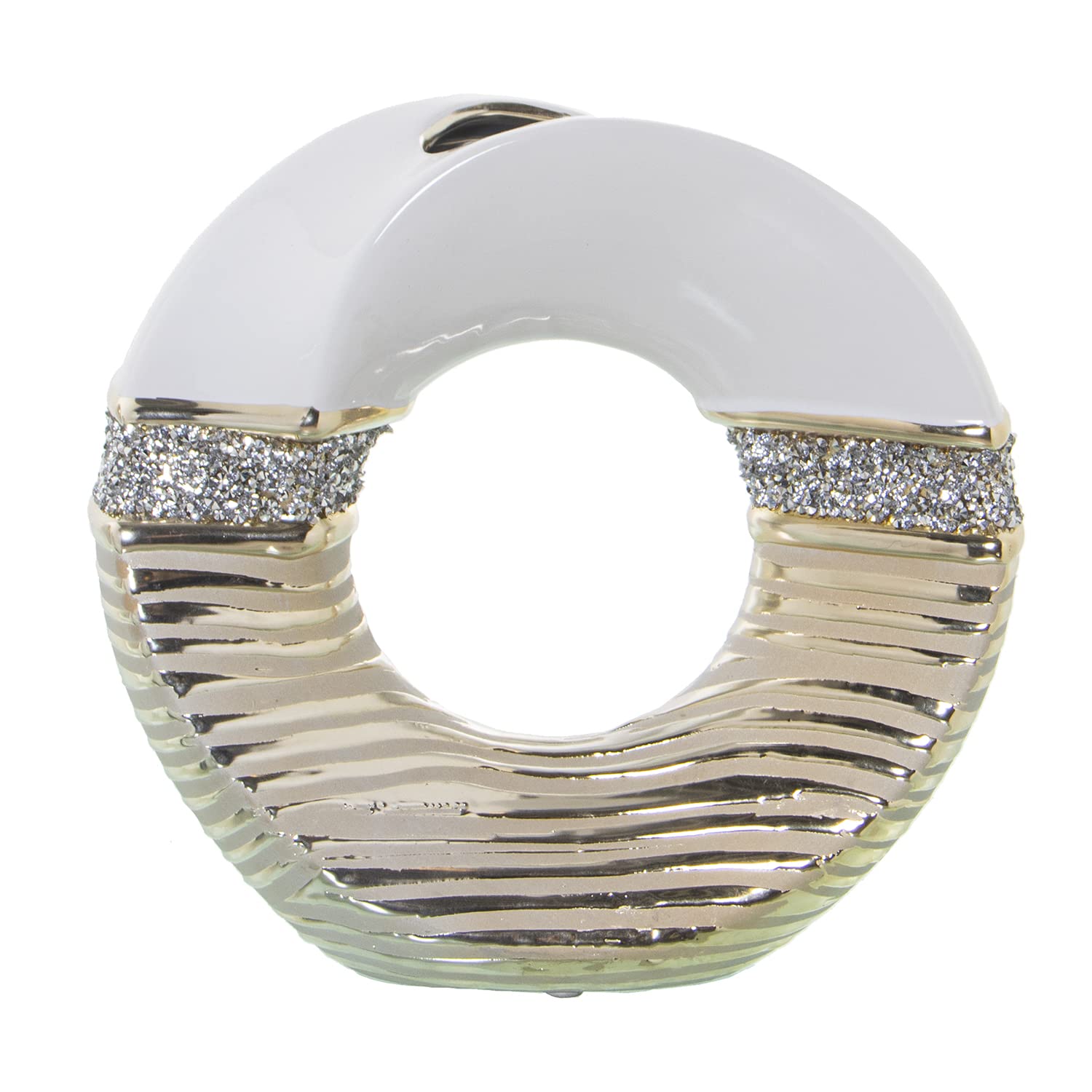 Vase céramique blanc brillant 23cm pour moderniser un salon terne rapidement