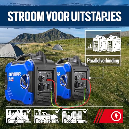 DENQBAR Inverter Generator DQ-2000 2000W Benzine Generator met 230V, USB Fast-Load, superstil, 4-taktmotor, draagbaar – Voor kamperen, outdoor, bouwplaatsen, reizen, campers en noodstroomaggregaat - Afbeelding 6