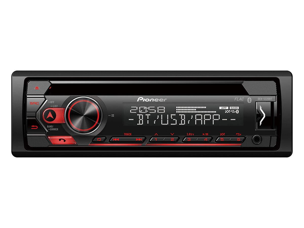 Pioneer DEH-S320BT 1-DIN Autoradio Bluetooth CD-Tuner USB Spotify inkl. Einbauset passend für Citroen C1 2005-2010 schwarz