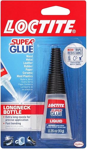 Loctite Super Glue - Botella lĂquida de cuello largo 035 onzas 1 botella Loctite Super Glue - Botella lĂquida de cuello largo 035 onzas 1 botella