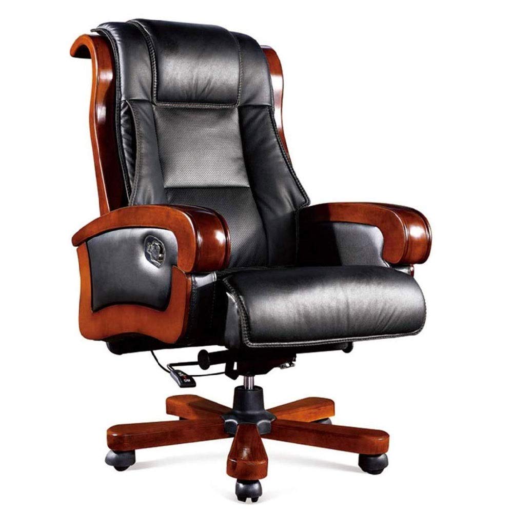 Office Chair Adjustable Height PU Leather Computer Desk Chair with 360 Swivel Reclining Backrest and Lumbar Support for