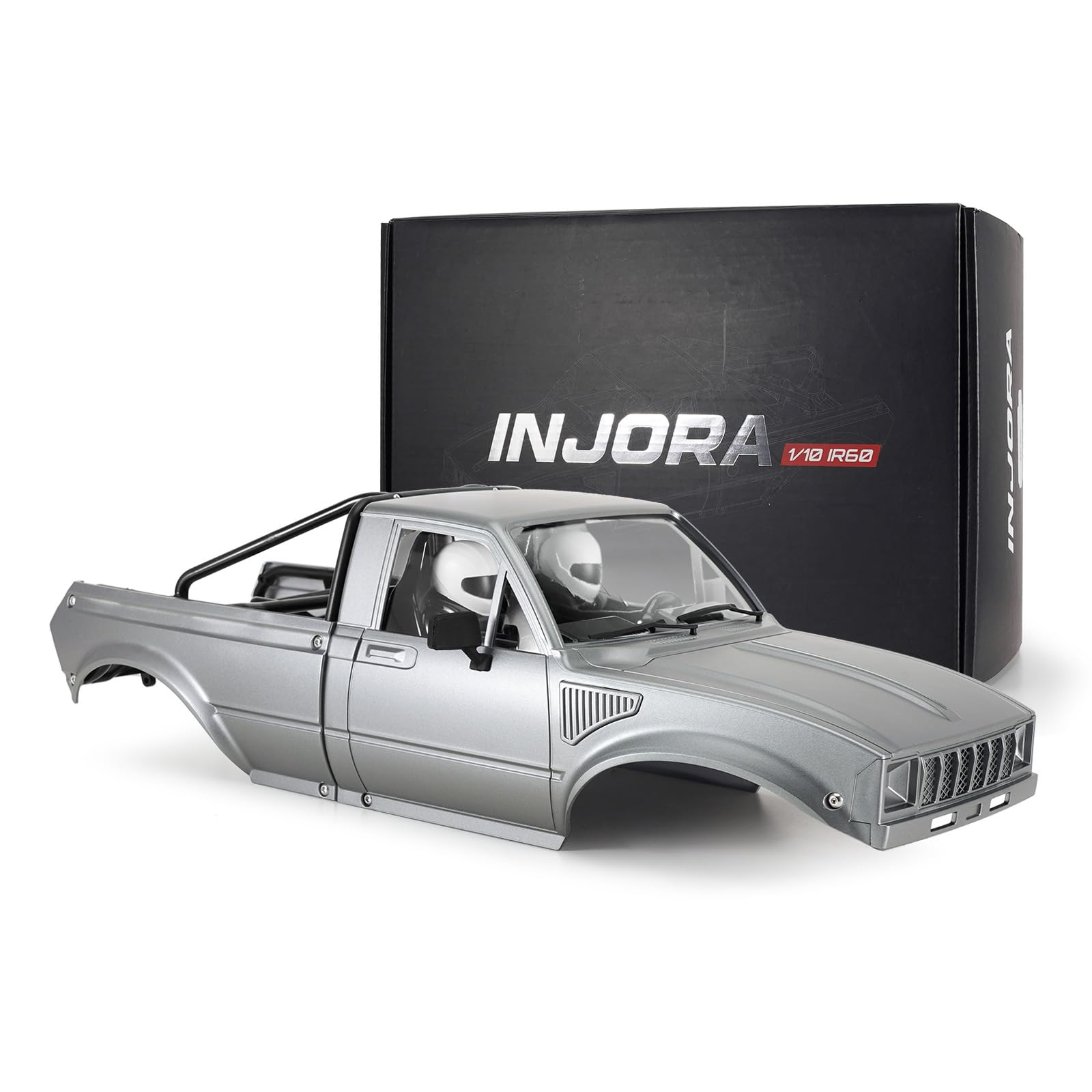 INJORA IR60-10 Hard Body with Interior & Bed Cage for 1/10 RC Crawler (Gray)