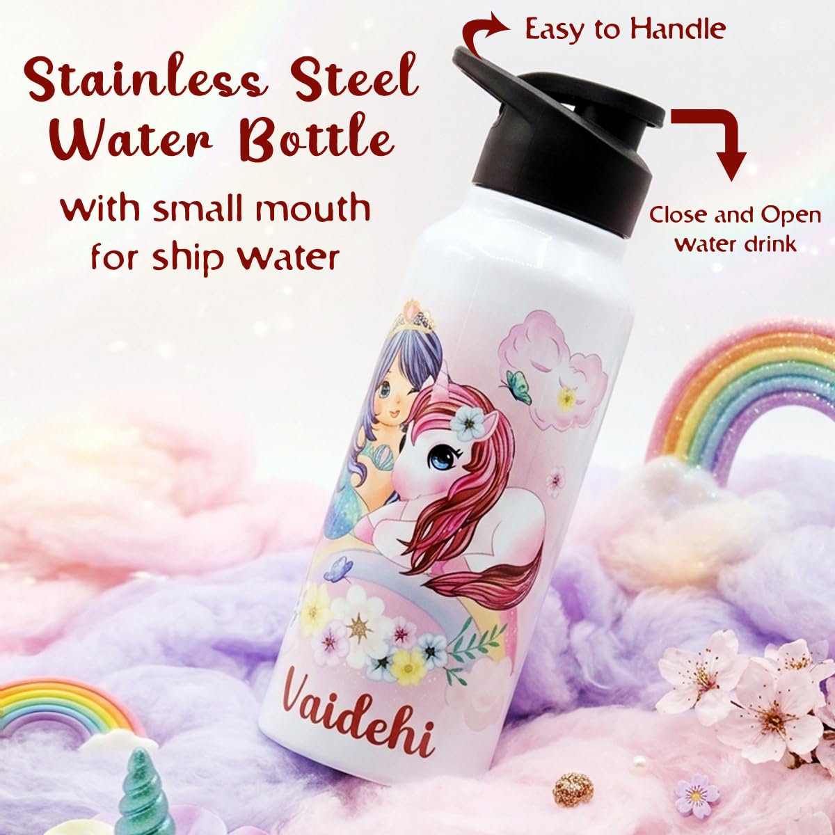 Personalized Mermaid Sipper Bottle - Custom Name Gift -2