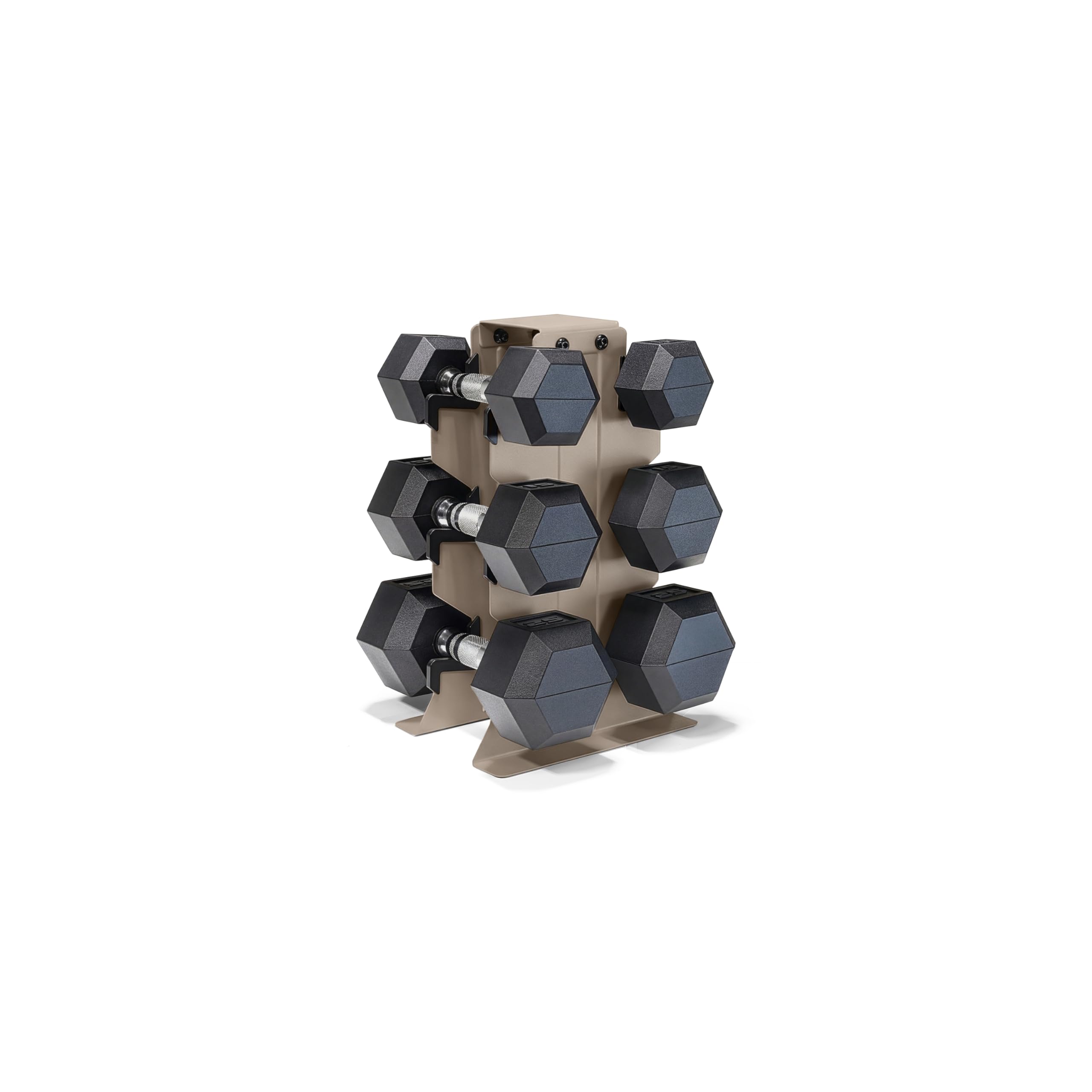 CAP Dumbbell Set with Rack, Rubber Coated Hex Free Weight Set | 100–300 lb Options, Vertical Space-Saving Storage for Home Gym Strength Training