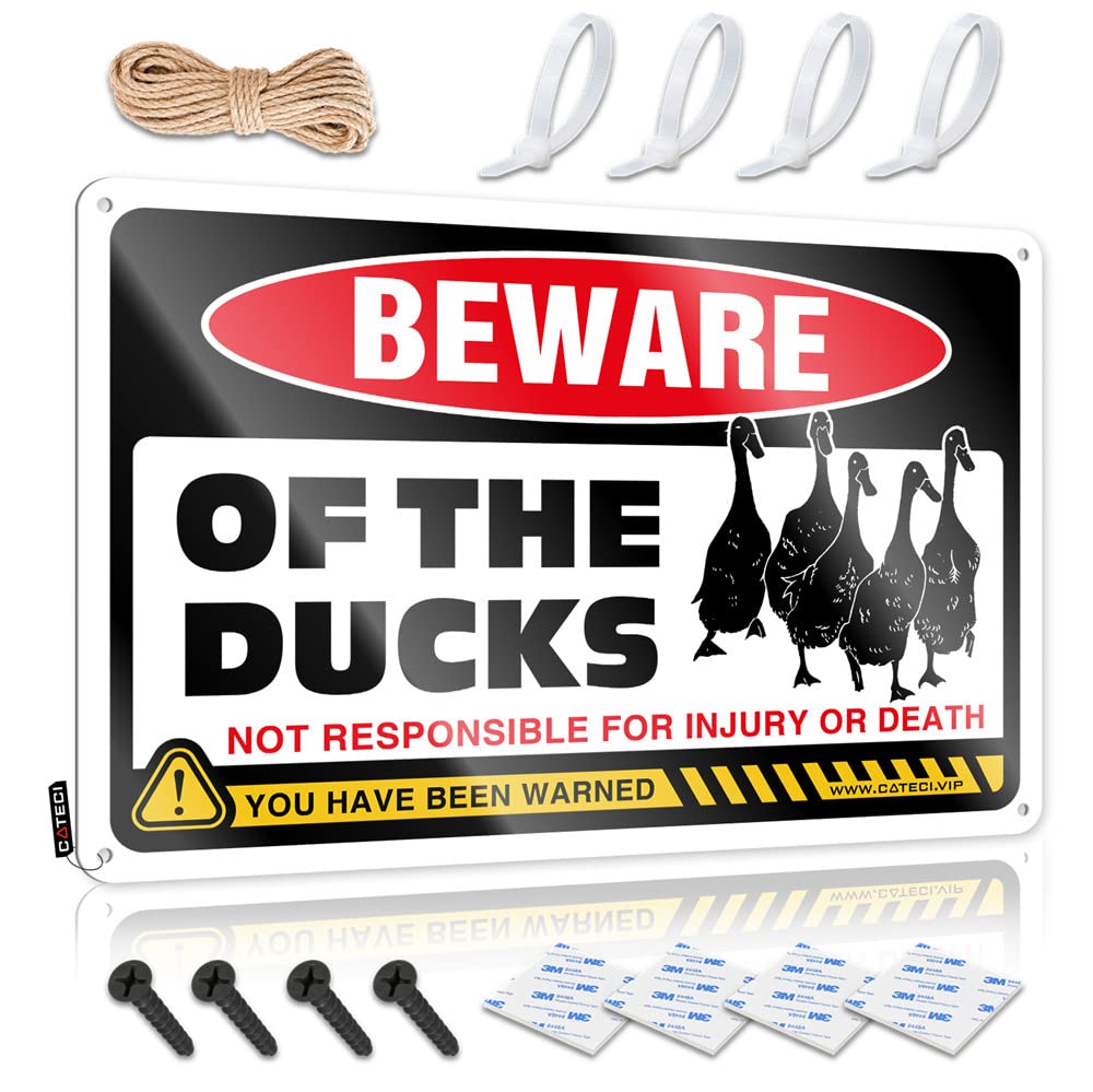 Metal Tin Sign Retro Beware Of Duck Sign Home Decor For Men Metal Signs For Garage Man Cave(30X40CM)