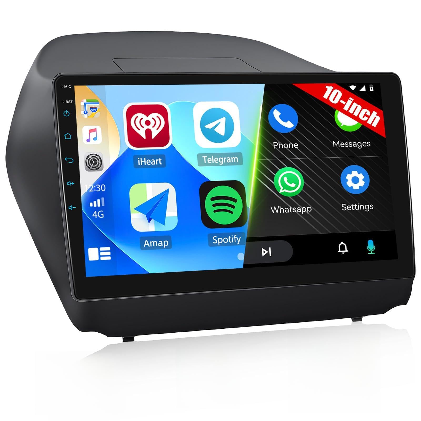 CAMECHO Radio sans Fil CarPlay Auto, 10 Pouces pour Hyundai IX35 2010-2015 avec Caméra de Recul, Radio Bluetooth avec Android Auto, FM, SWC, EQ et MirrorLink