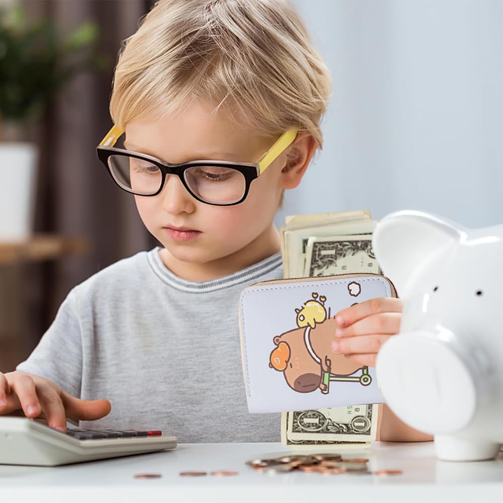 YGCHEN Capybara Portefeuille Enfant Porte-Monnaie Capibara Portefeuilles Dessin Animé Porte Monnaie Capybara Anniversaire Cadeaux Enfants Wallet 2 Pièces