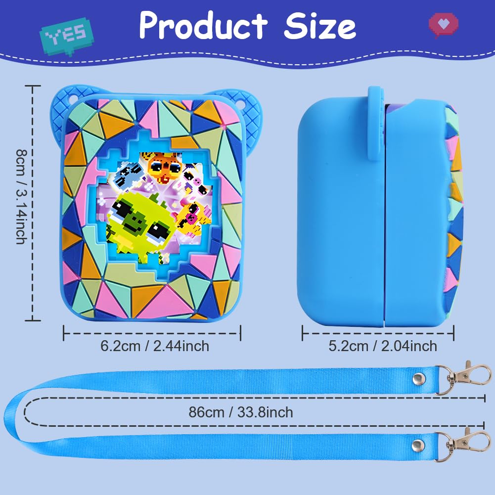 OSDUE Silicone Case for Bitzee Magicals Digital Pet Bitzee Carrying, Anti-Fall Shockproof Portable Carrying Mini Case-Geometry-Blue - Image 2