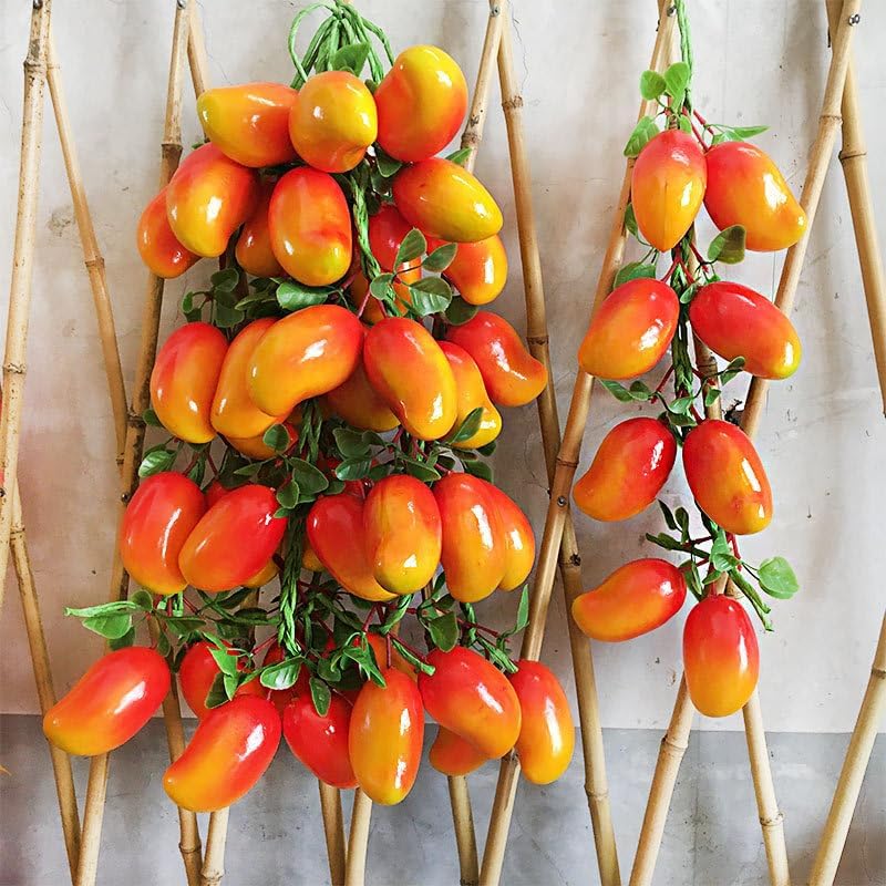 Artificial Fruits Pack Fruit Kebabs, Fake Fruit Set Foam Fruit for Decor, Decorative Fruit for Home Party Vase Fillers Photography Props (Red Mango,10pcs)