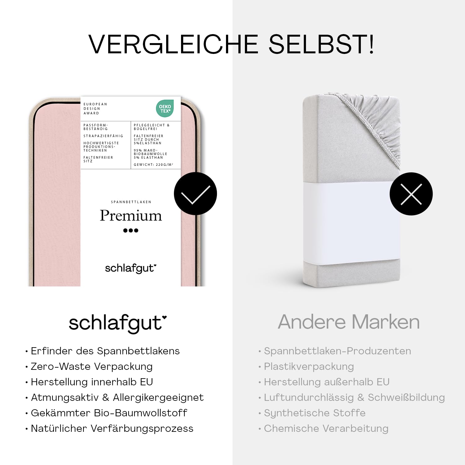 schlafgut Premium Drap-Housse Plus Lourd, 95% de Coton Organique Doux et 5% d’élasthanne, Lisse et Robuste (Purple Light, L 140x200cm - 160x220cm)