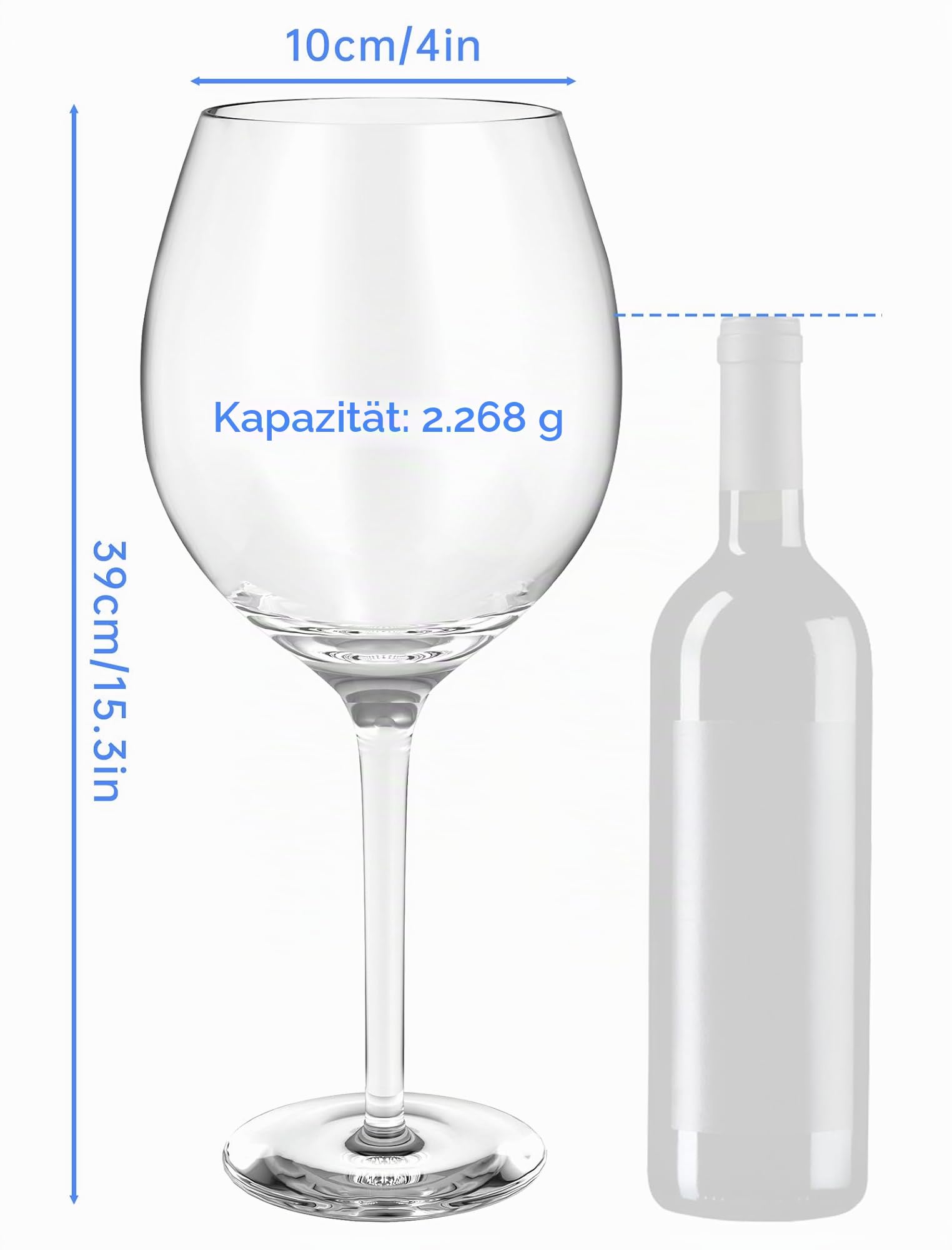 NiHome Riesiges Weinglas 3000ml, Handgefertigtes Großes Rotweinglas für Feiern & Versammlungen, Überdimensionaler Kreativer Stielkelch, Extra Großes Champagnerglas & Bierkrug, Elegante Rotweingläser