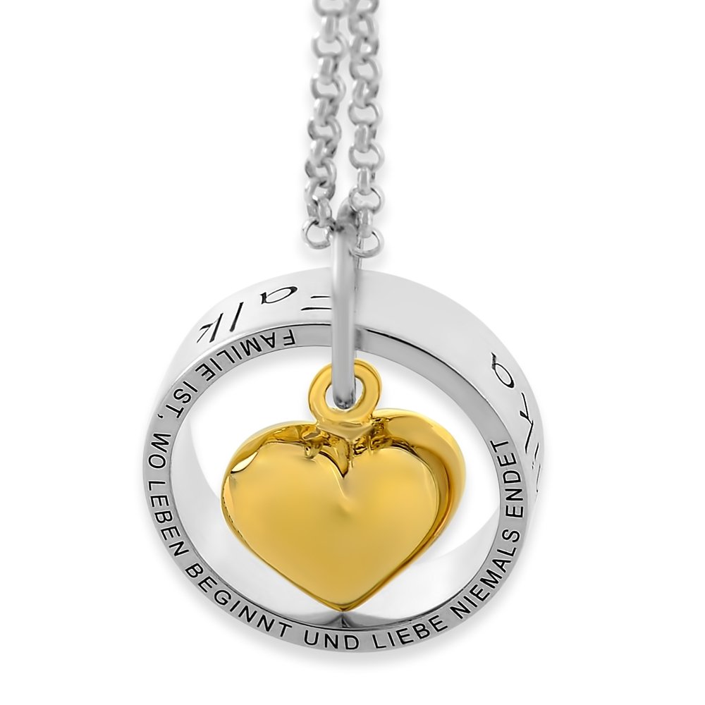 Namenskette Familie Schmuck mit Gravur Familienkette mit Spruch Familie ist 925 Silber Herzkette mit Namen für Mama Oma zum Muttertag | HANDMADE IN GERMANY