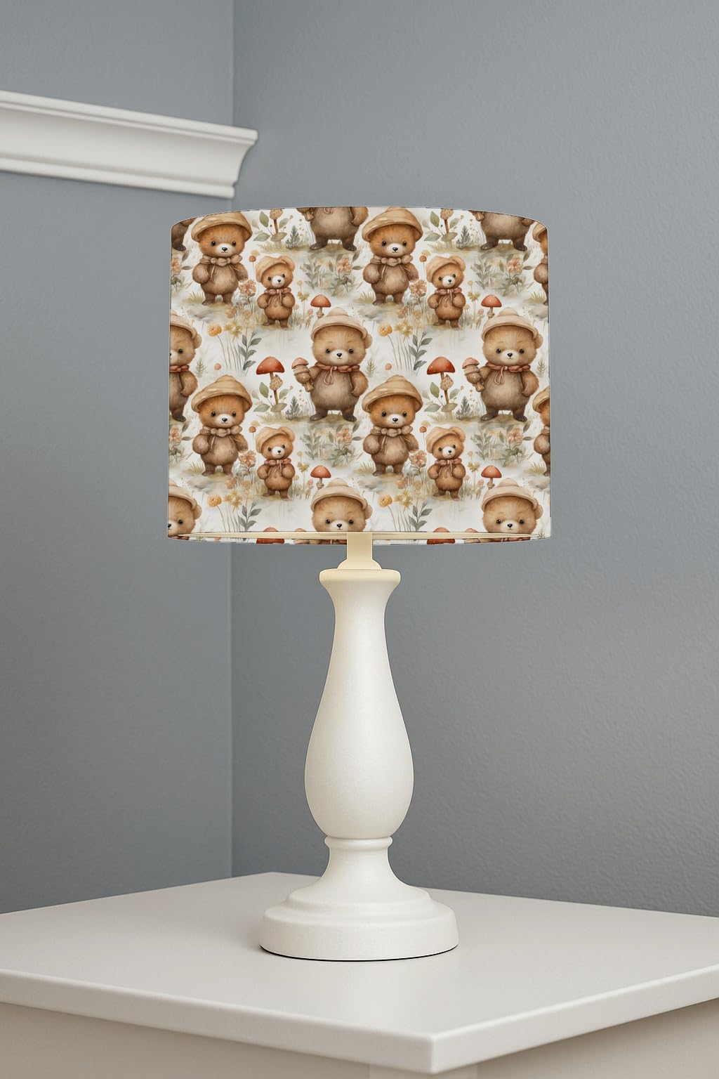 Whimsical Woodland Bears lightshade – 20 x 18.5cm Table Drum Shade | E33BB8 — image 1