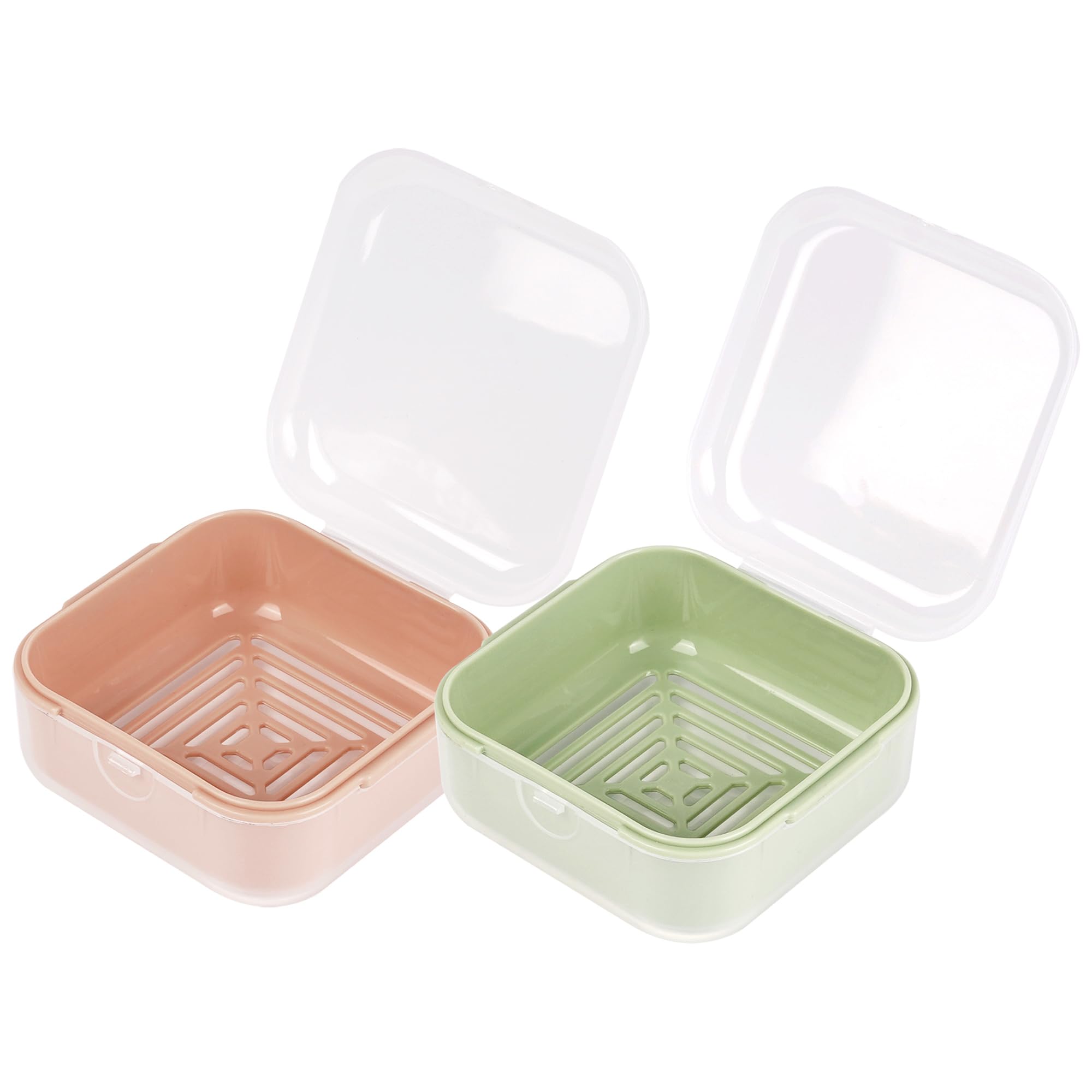 Adorila 2 Pack Small Travel Soap Case with Lid, Leak-Proof Container with Perforation, Portable Soap Box for Bathroom (Light Green, Light Pink)