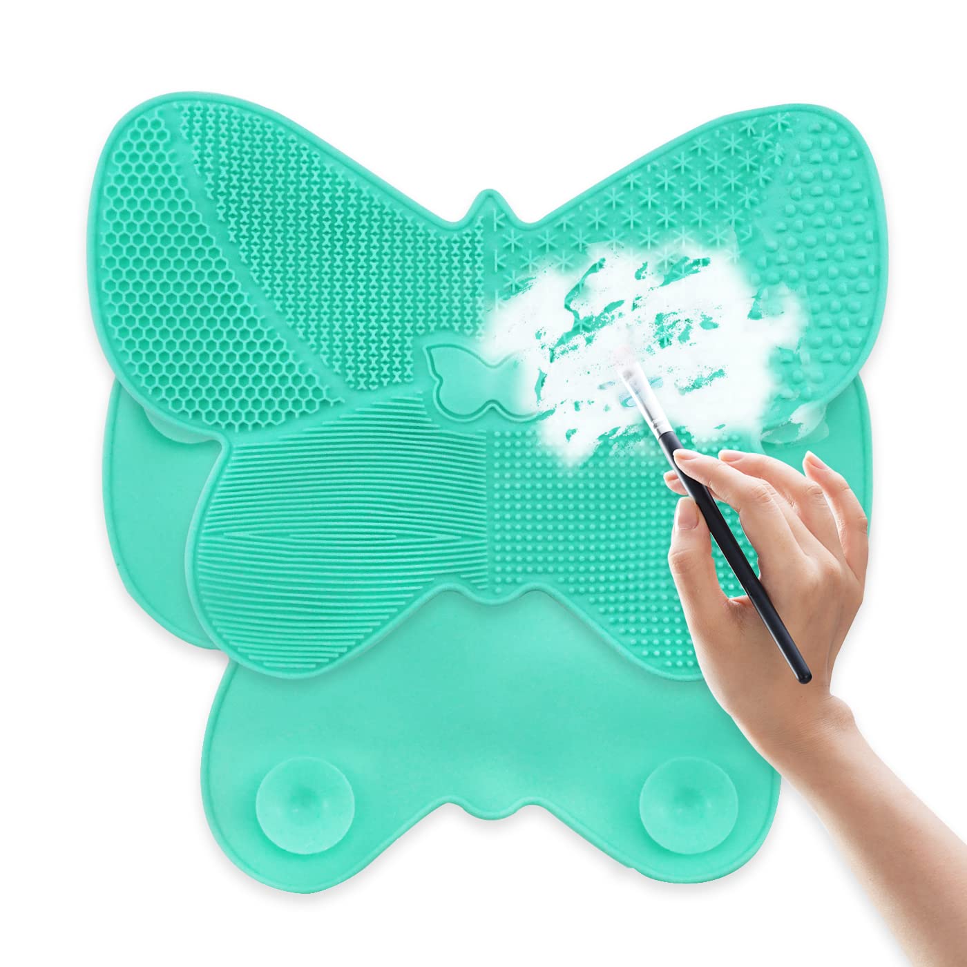 Makeup Brush Cleaner Mat Silicone Makeup Brush Makeup Brush Cleaning Scrubber, Wsimily Big Size Portable Makeup Brush Cleaner Pad Washing Tools Cosmetic Brush Cleaner for Makeup Brush Cleaning Green