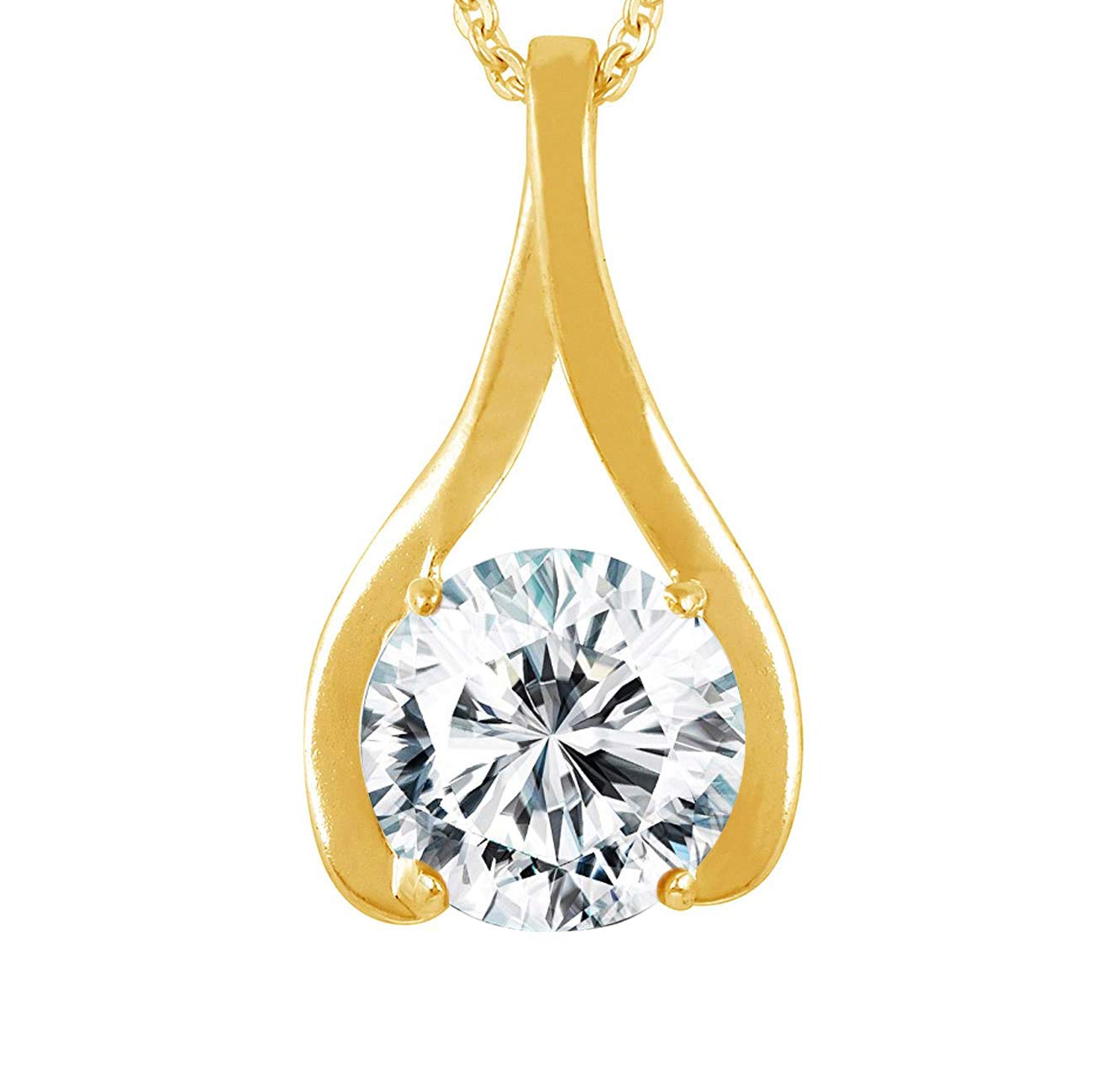 anuj sales 7.00 Carat Natural White Zircon Pendant/Locket American Diamond Zircon Stone Gold Plated Metal Pendant for Men and Women-picture-45