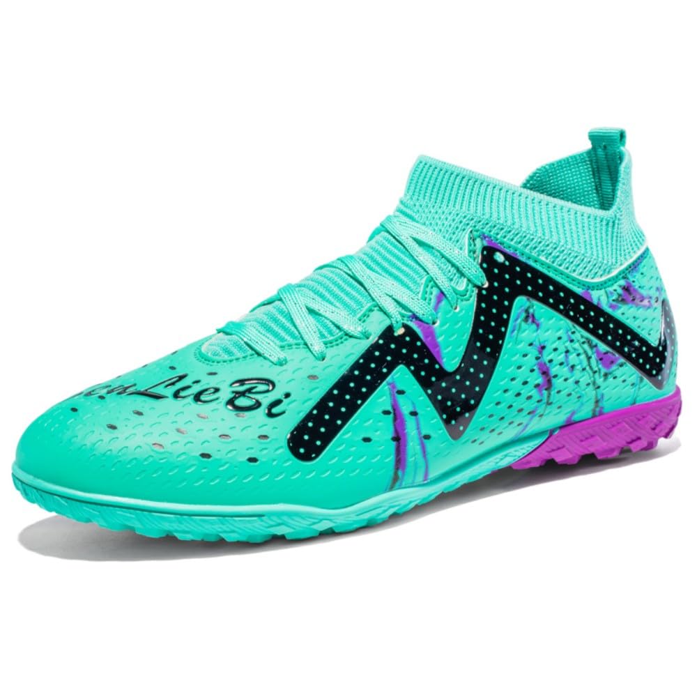 Scarpe da Calcio Unisex TF Interno/Prato Artificiale - Media Alte con Lacci, Maglia Leggera e Traspirante, Tacchetti Antiscivolo