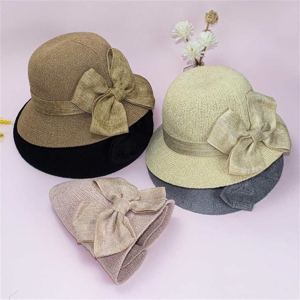[売店] サンハットフラワートップハット弓麦わら帽子の女性サンハット女性エレガントオールマッチ