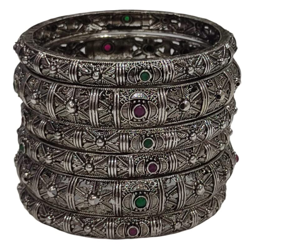V FASHION JEWELLERY SILVER OXIDISED BANGLES Stylish Bangles for Women Size 2:6 1101A Design (B0BC5ZCGMY) Amazon Price History, Amazon Price Tracker