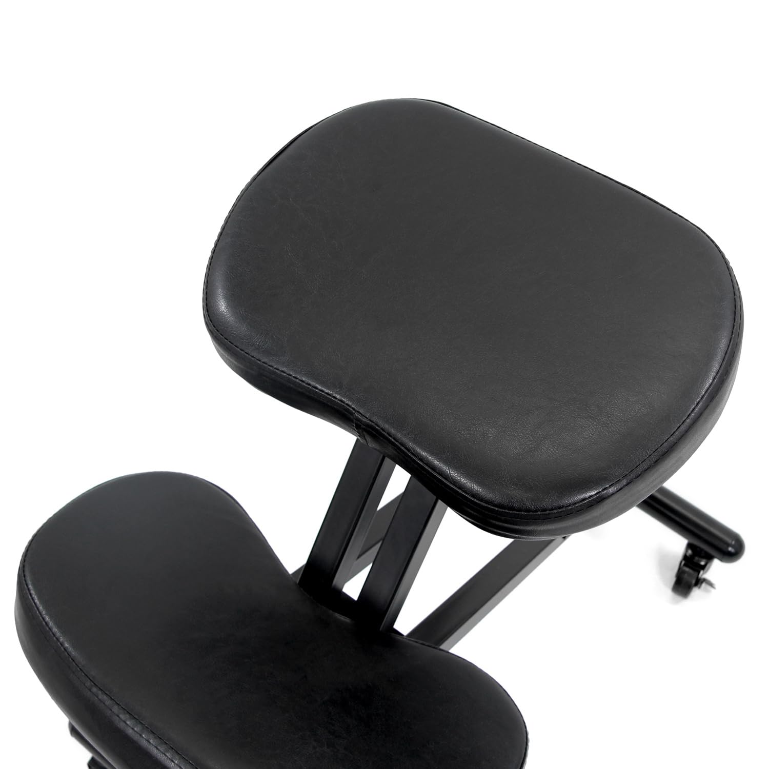 hjh OFFICE Kniehocker ergonomisch ORTHONI Kunstleder Kniestuhl mit Rollen, Hocker höhenverstellbar, Schwarz 830058