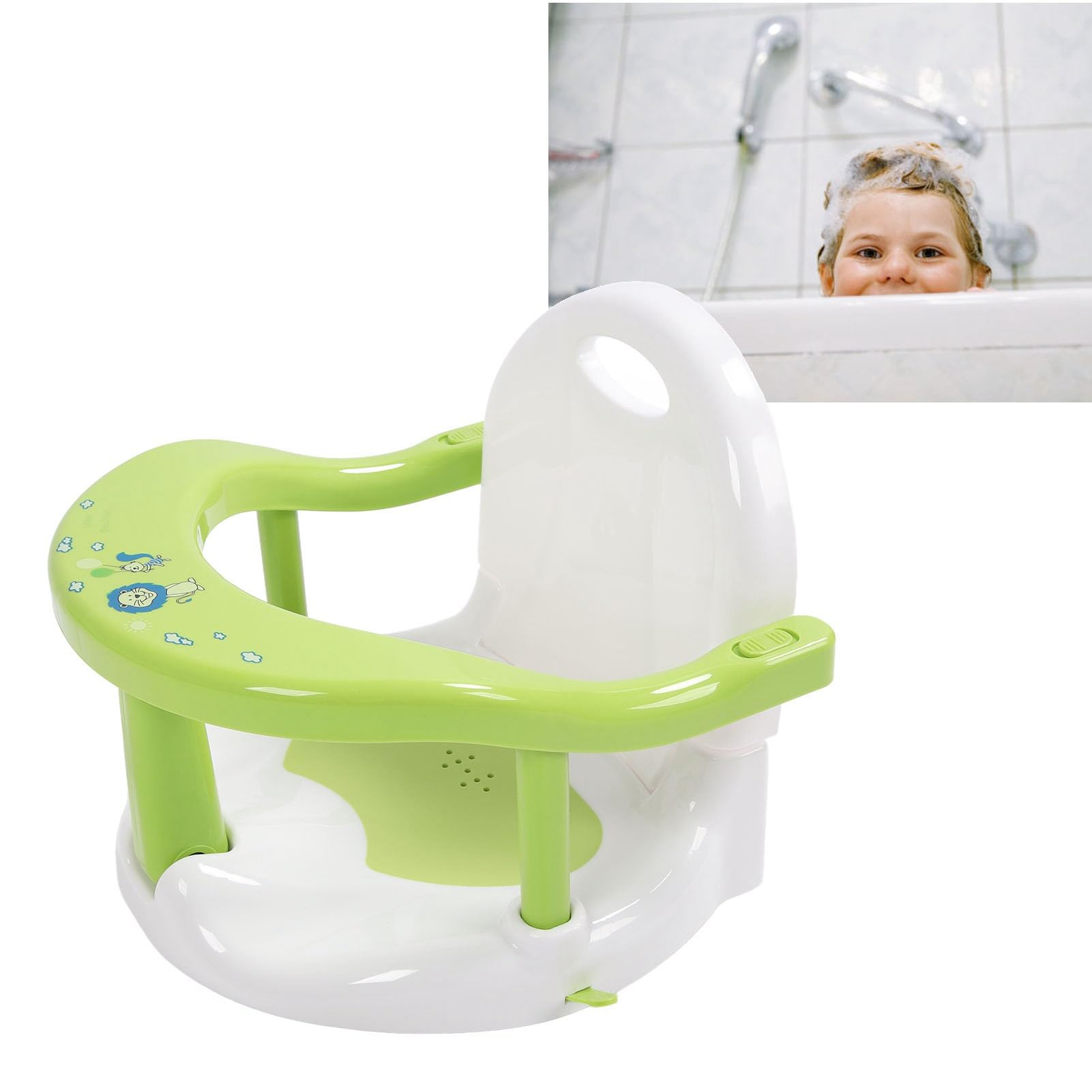 Seggiolino da Bagno, pieghevole antiscivolo con altezza regolabile, Seggiolino Pieghevole 4 ventose for neonati 6-36 mesi bagnetto famiglia