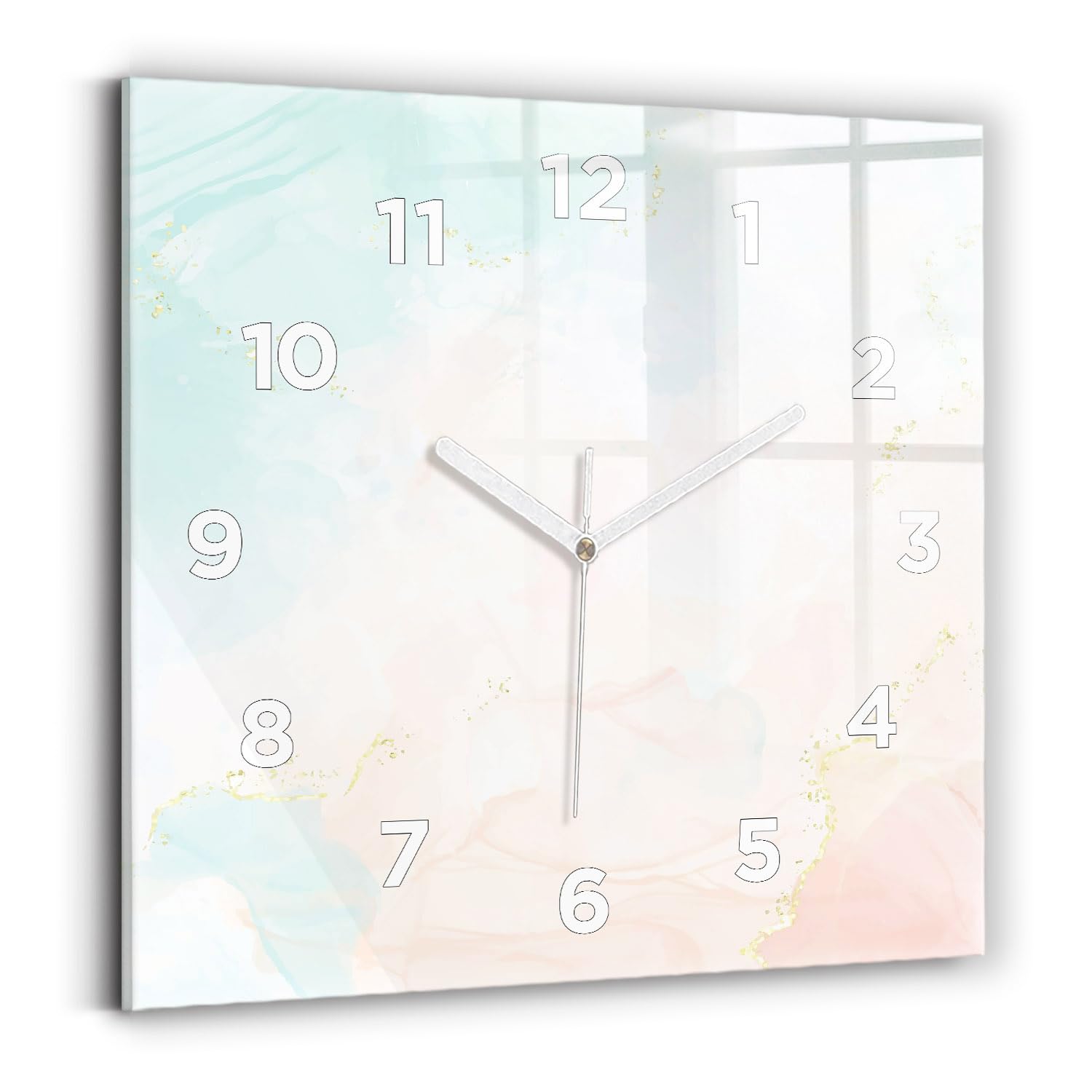 Horloge mécanique silencieuse Wallfluent 30x30 cm avec de belles aiguilles blanches