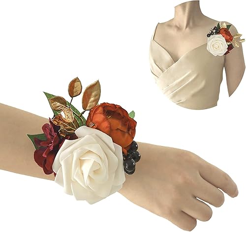 Lookein Juego de 6 ramilletes de dama de honor para boda, flores de hombro, dama de honor, regalo de boda, ramillete para baile de graduación,