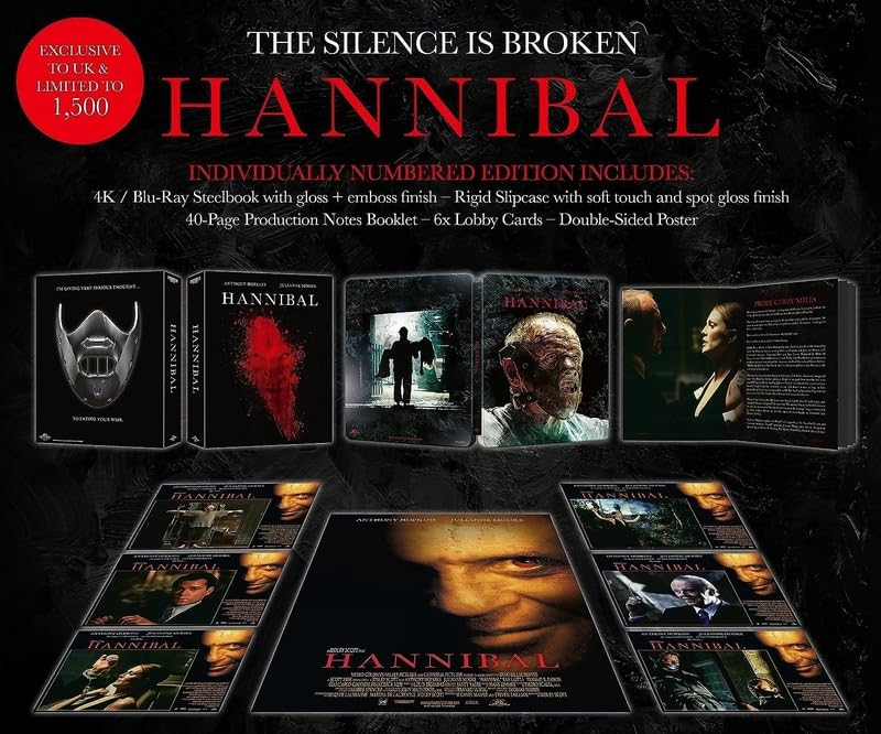 Hannibal (2001) [4KUHD Bluray Steelbook] Limited 1,500 Copies. 40 Pages Booklet + 6 Art Cards + DS Poster.