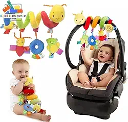Móbile Centopeia Espiral Carrinho Bebê Conforto Com Chocalho Móbile para Berço e Carrinho Multicolorido Em Pelúcia Estímulo Sensorial Detalhado, Ideal Presente Chá de Bebê - ORIGINAL