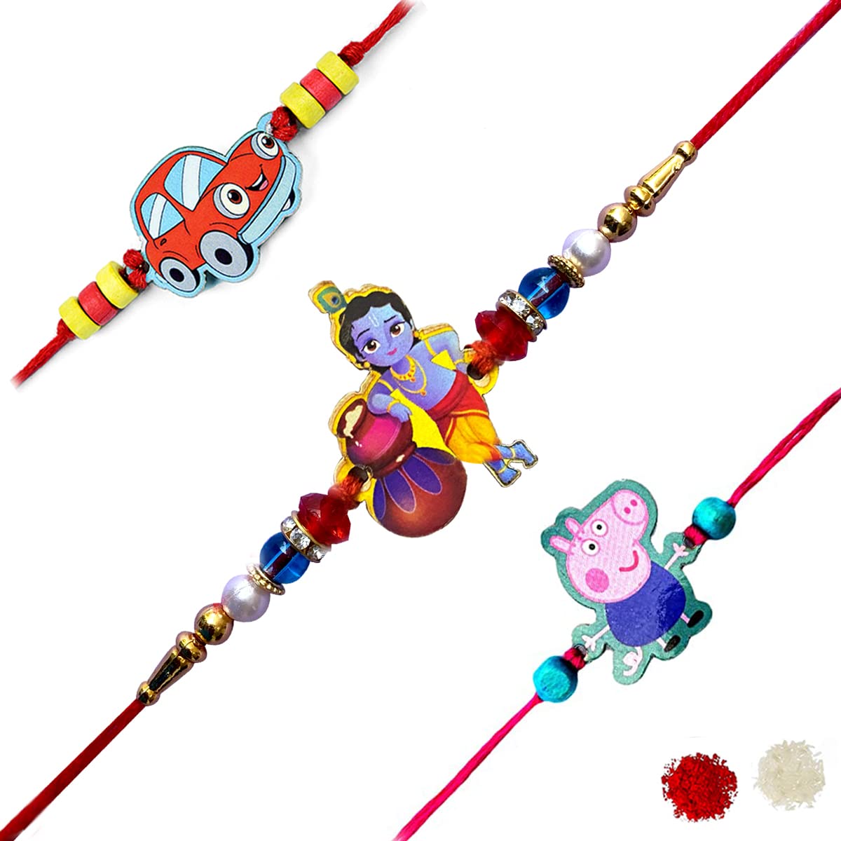 Fabdrap - Cartoon Kanha Bal Krishna Pig and Car Rakhi for Baby/Kids Brother/Sister - Rakhi Combo for Kids - Rakhi (Combo2) (B0C71QH3L9) Amazon Price History, Amazon Price Tracker