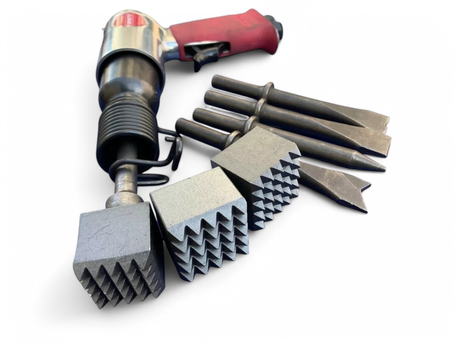 Bocciarda Per Pietra Dura, Per Bocciardatura, Cazzuola, Con Scalpellatore Pneumatico, Con Codolo Intercambile, In Acciaio Temprato, Made in Italy (Kit 3 Pezzi (2,5x2,5+3x3+3,5x3,5 cm))