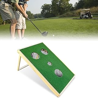 CYTBEK Golf Mat Chipping Net, Golf Hitting Net Chipping Practice Chipping Game, Collapsible Portable 4 Holes Cornhole Game Set for Adults & Kids Summer Backyard Lawn Outdoor Activities