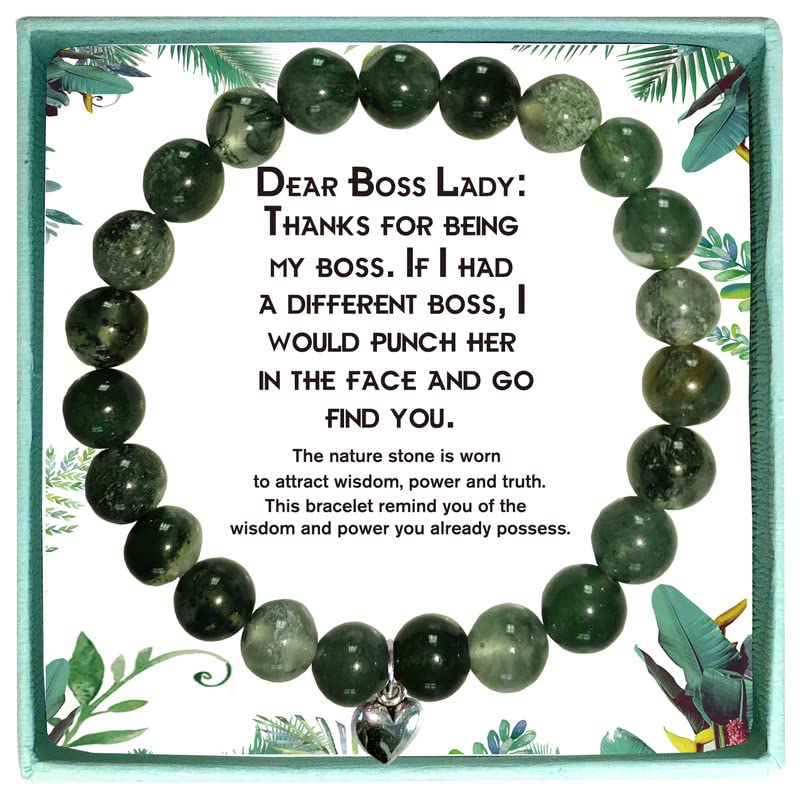 NKIPORU Bosses Day Funny Boss Lady Office Bracelet Christmas Gifts from Coworker Colleague Female Her, Dear Boss Lady Thanks for Being My Boss Bracelet Purple