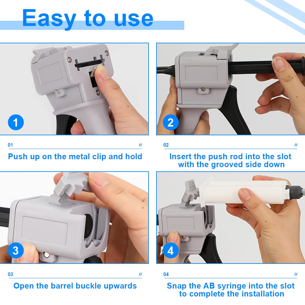 Pistola Per Colla Epossidica 50ml - Dispenser Per Tubi Bicomponente 1:1 O 2:1, Con Ago Miscelatore - Foto 7