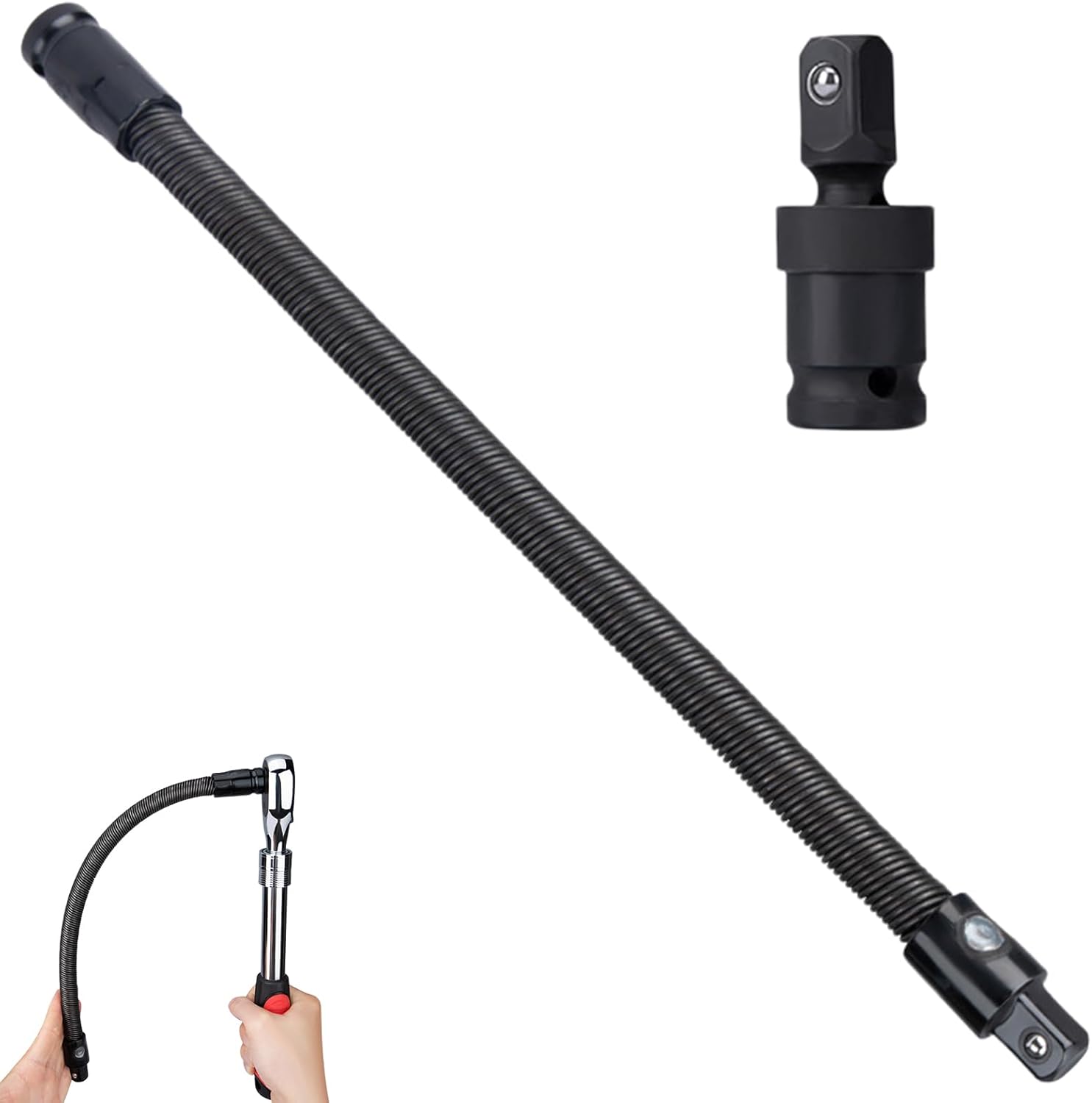 1/2 Flexible Shaft Extension Extender Torque Socket, 1/2" Flexible Socket Extension Bar Heavy-Duty Universal Socket Wrench Accessory Tight, Awkward, Hard-To-Reach Fastening Tasks (All)