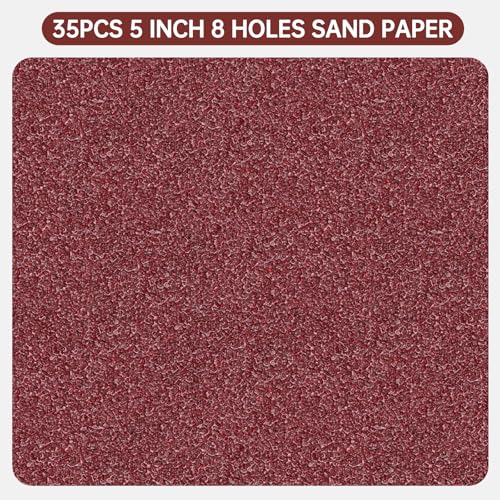 Image of 5 Inch Sanding Discs 40 Grit, 35Pcs, 8 Hole Hook & Loop | Aluminum Oxide, Wet Dry Sandpaper, Random Orbital Sander Compatible, Woodworking Drywall Automotive Finishing